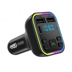 Авто FM трансмитер Pixlink BT-G38, Bluetooth 5.0, Handsfree, RGB, LED дисплей, 2 x USB, 12V-24V