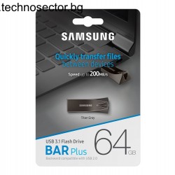 Флаш памет SAMSUNG USB Flash BAR Plus 64GB USB 3.1 Titan Gray