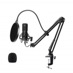 Универсален кондензаторен студио микрофон Trusiner, Пълен комплект, Черен