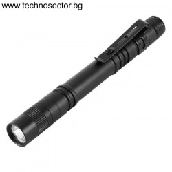 Мини LED Фенер, модел TSE-F21, Professional, 135мм, 2xAAA батерии, 28g, Алуминий, Черен